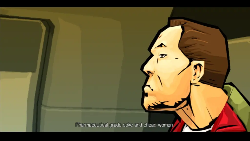 A cutscene of the main character from GTA Chinatown Wars